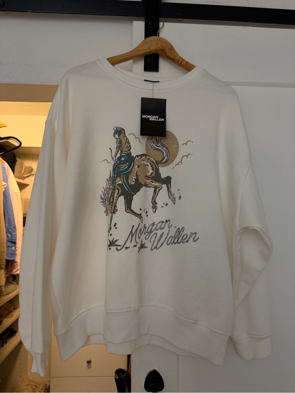 Morgan Wallen Cream Graphic Crewneck Sweatshirt